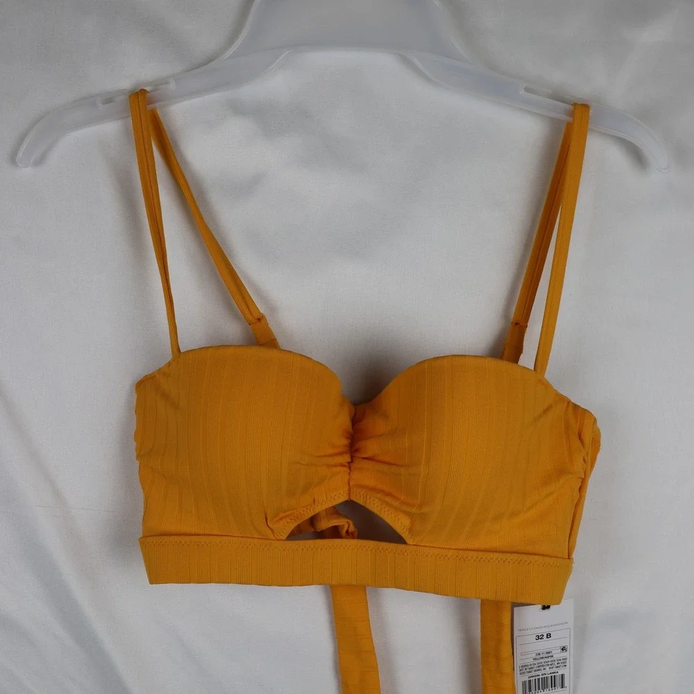 Shade & Shore Bikini Top Womens 32B Light Lift‎ Padded Swimwear Tie Back NWT